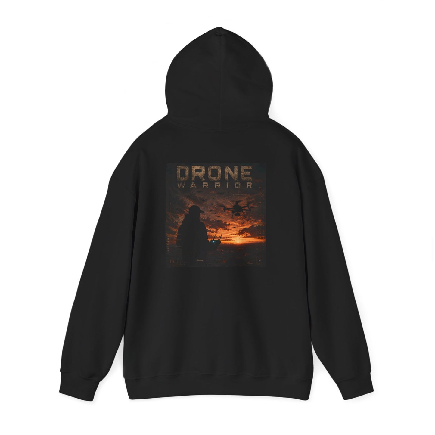 Drone Warrior Hoodie – Sunset Silhouette Graphic Pullover
